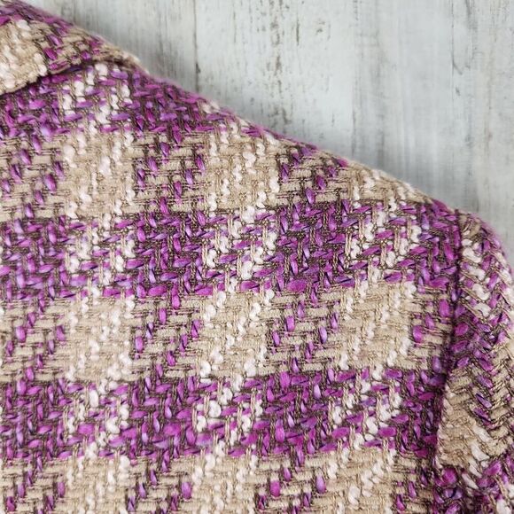 Alfred Dunner Blazer Purple Tan Check Size  12P - Picture 10 of 11